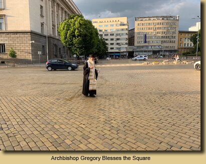 Archbishop Gregory Blesses the Square After the Pope’s Visit