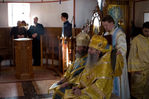 The hierarchs at the beginning of the Divine Liturgy.