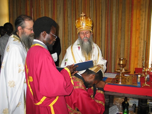 Ordaining Father Theophilos a deacon.