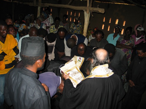 The Clergy, with the subdeacons and readers, bowing their heads, under the
    Prayer of Forgiveness and Laying-on-of-Hands.