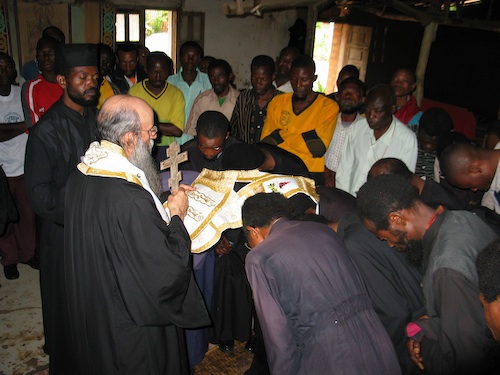 The Clergy, with the subdeacons and readers, bowing their heads, under the
    Prayer of Forgiveness and Laying-on-of-Hands.