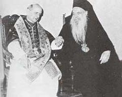 Athenagoras and Pope
  Paul VI Hold Hands As They Conduct A ‘Dialogue of Love'.