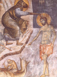 The Baptism of Christ, detail [Jn. 1:29-34]. Manuel Panselinos (c. 1290). Protaton, Athos.