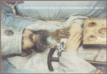 St. John Maximovitch lying in state, immediately after his repose.